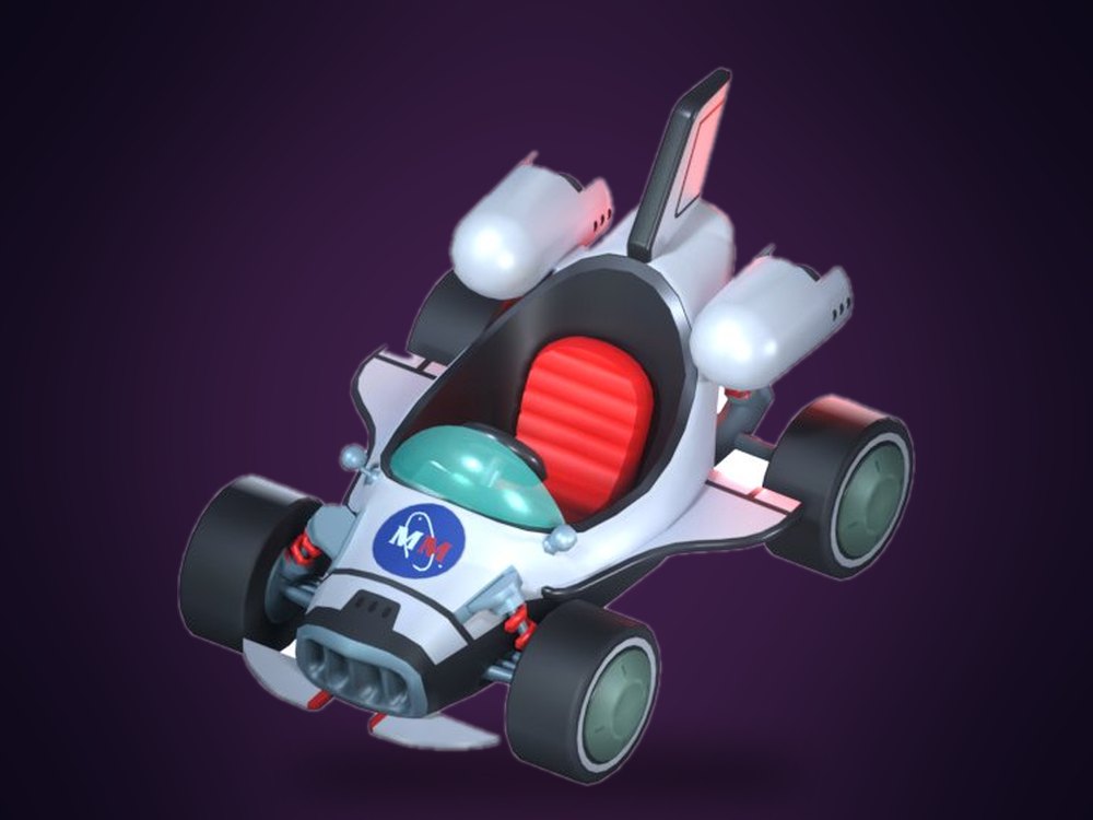 White and red space shuttle kart